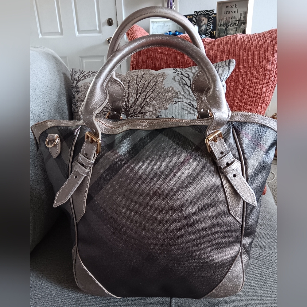 Burberry Metallic Leather Tote Bag